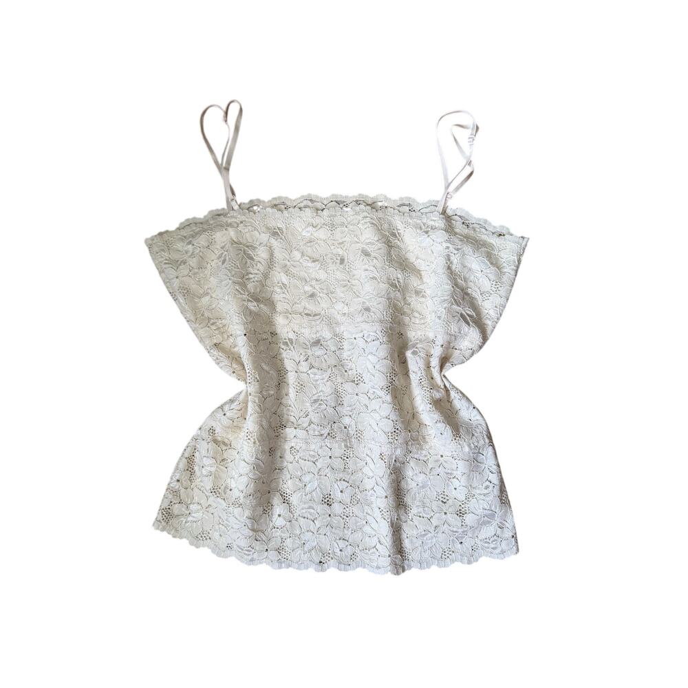 Rue21 Y2K Cream Floral Lace Sheer Cami Tank Top Fairycore Mermaidcore Large - Picture 6 of 7
